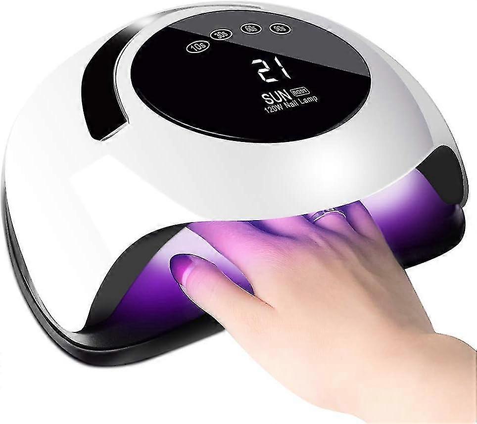 Lampe Sche Ongles, 120w Led Schoir Ongles Professionnel Automatique, 4 Minuteries 10/30/60/99s, Grand Lcd Ecran, Base Aimant Dmontable, Pour Vernis S