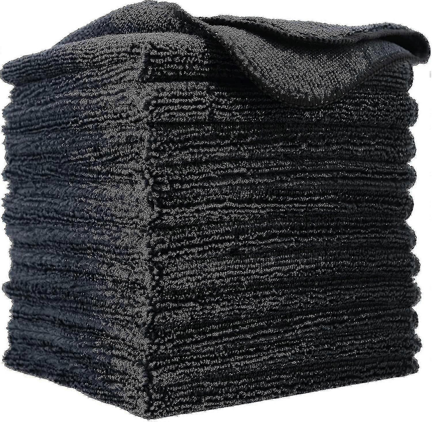 Premium Microfiber Cleaning Cloth, 30 X 30 Cm(12 Pack) (black)-ZZY