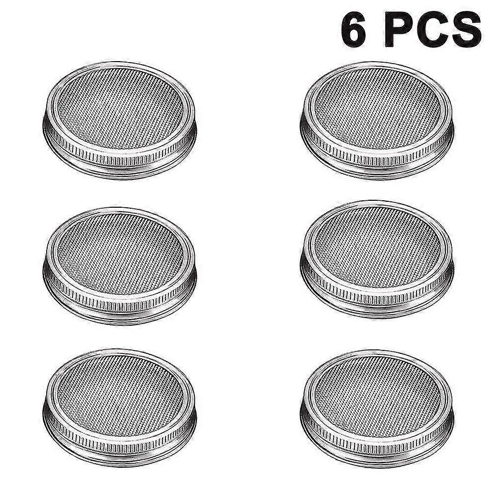 6 Pack Seed Sprouting Jar Lids Fits Regular Mouth Jars