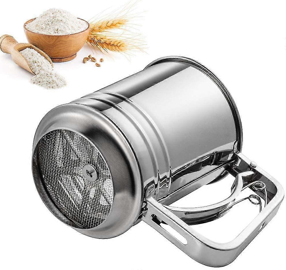 Stainless Steel Flour Sieve, Fine Mesh Filter, Large-capacity Manual Sieve Icing Shaker Icing Sugar Sieve