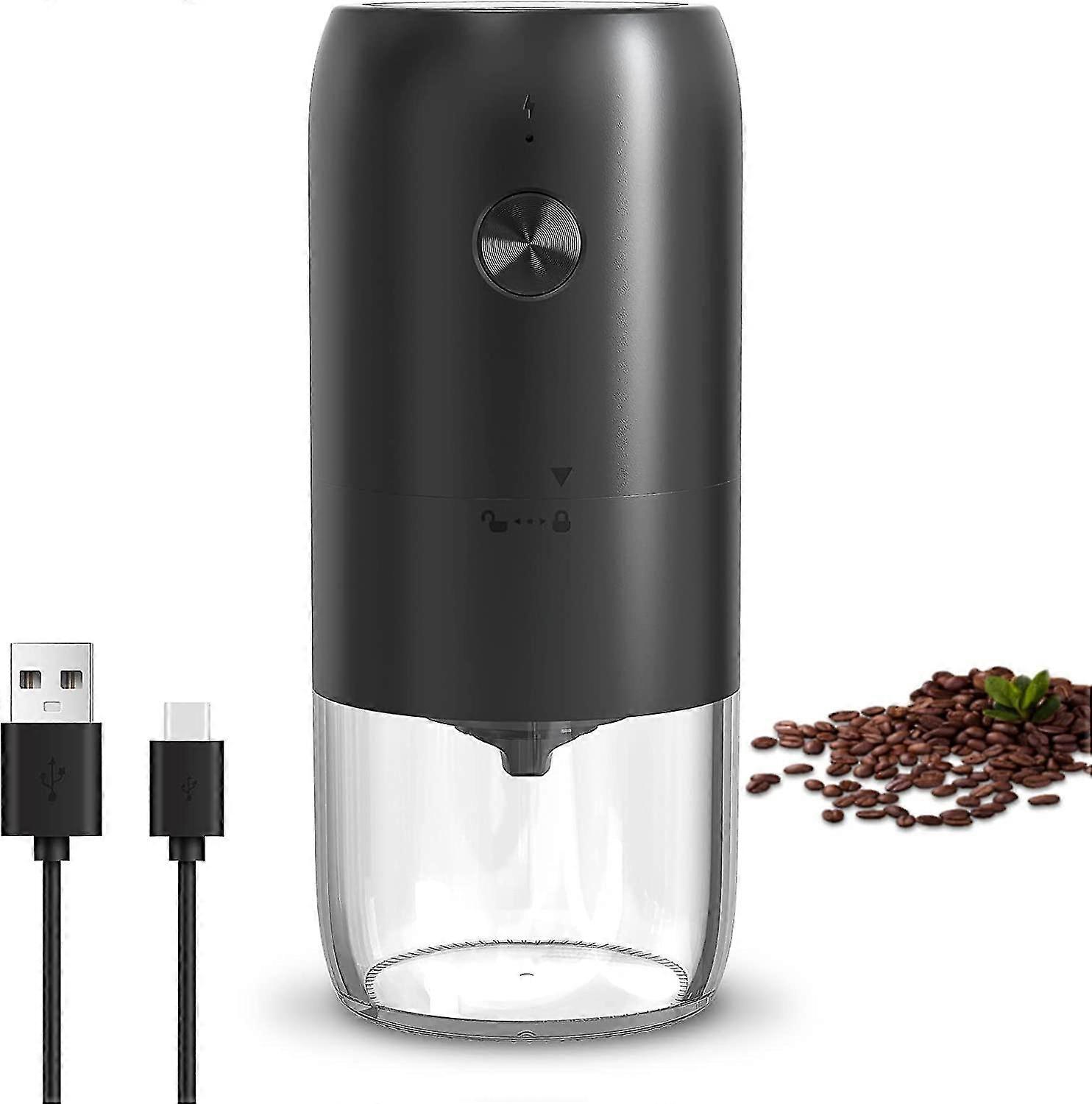 Electric Coffee Grinder, Rechargeable One Touch, Black