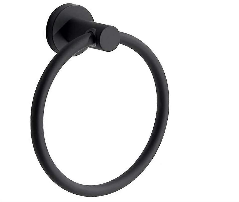 Black Frosted Towel Ring, 304 Stainless Steel Wall Mounted Towel Ring, Round Towel Rack, Black, 17*5cm