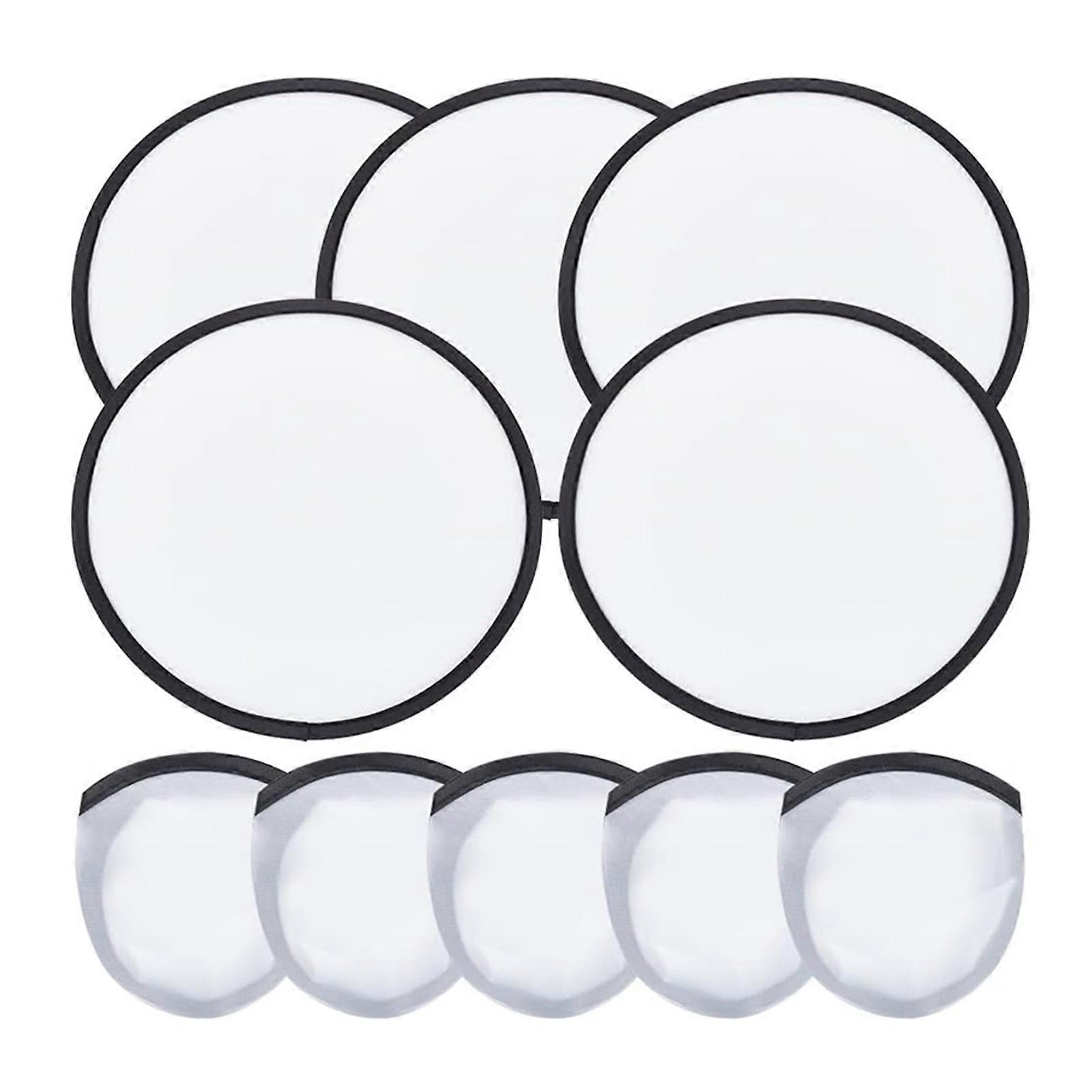 5Pcs Folding Flying Disc Fan with Storage Bag Black White Edge Round Fan DIY Heat Transfer Sublimation Polyester Collapsible Fan