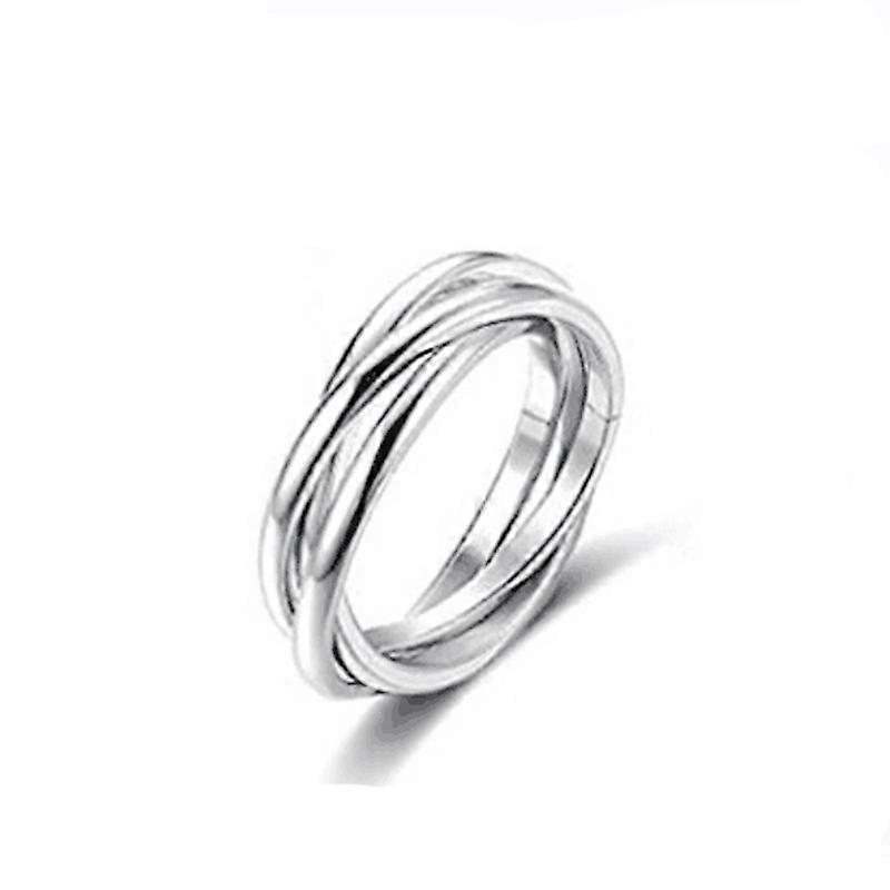 925 Sterling Silver Ring Triple Interlocking Roll High Polish Ring Size
