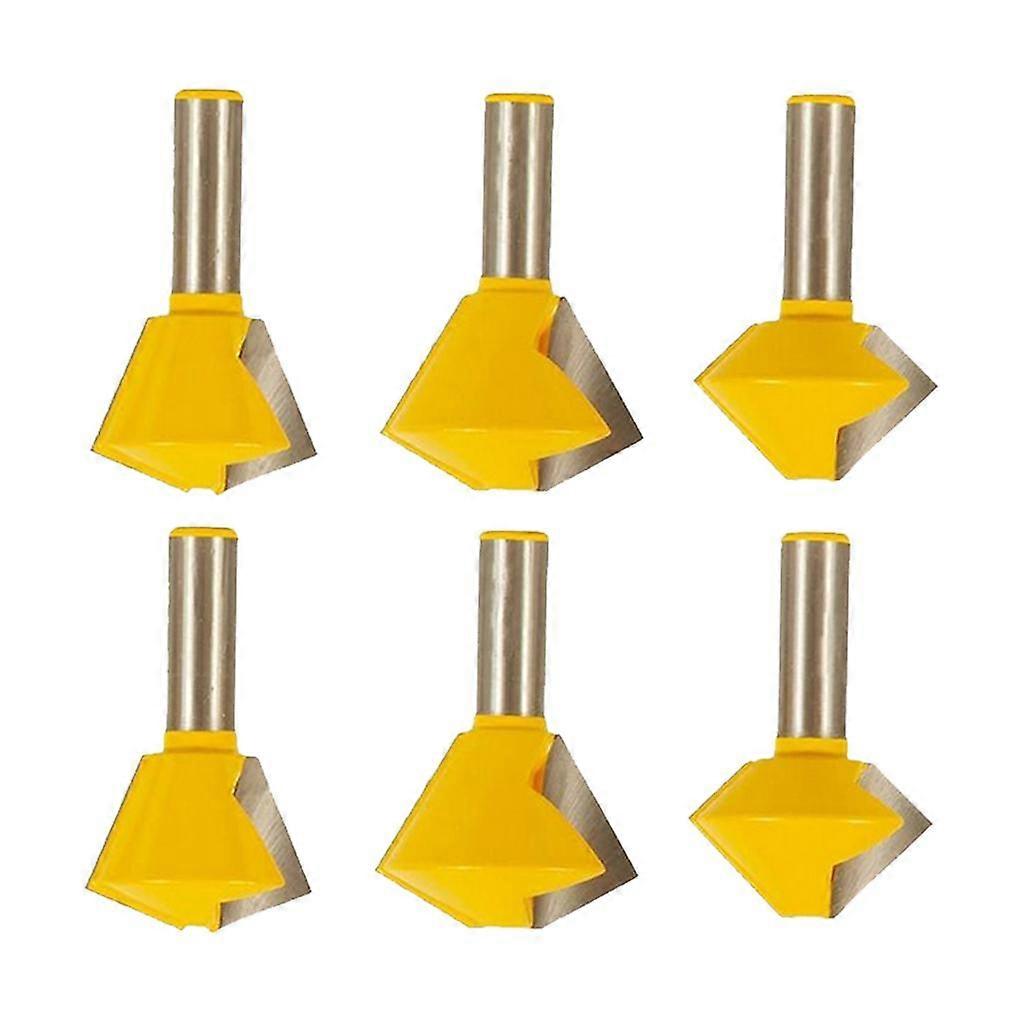 6Pcs Bit Bird's Mouth Router Bit Set - 1/2" Shank -8 Sided 12 Sided 16 Sided