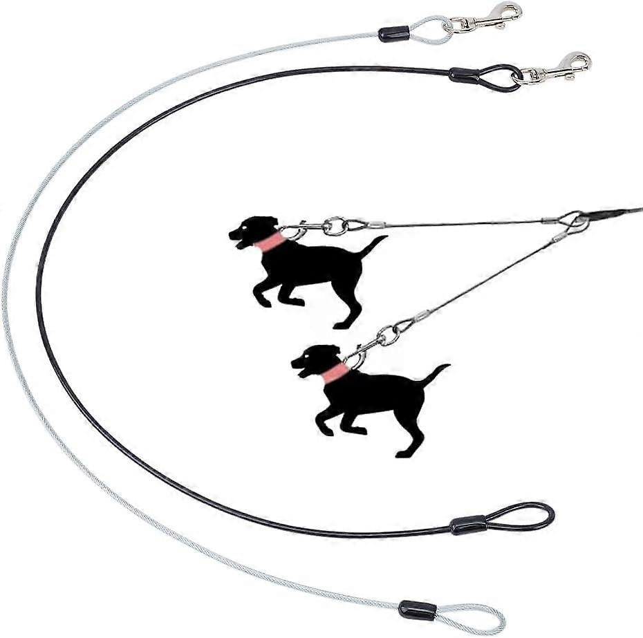 2 Pcs 2 Colors Steel Wire Dog Extenders Dog Leash Extension Clip Pet Car Leash Non-Tangle Connect Leash for Large and Medium Dogs Walking Running and
