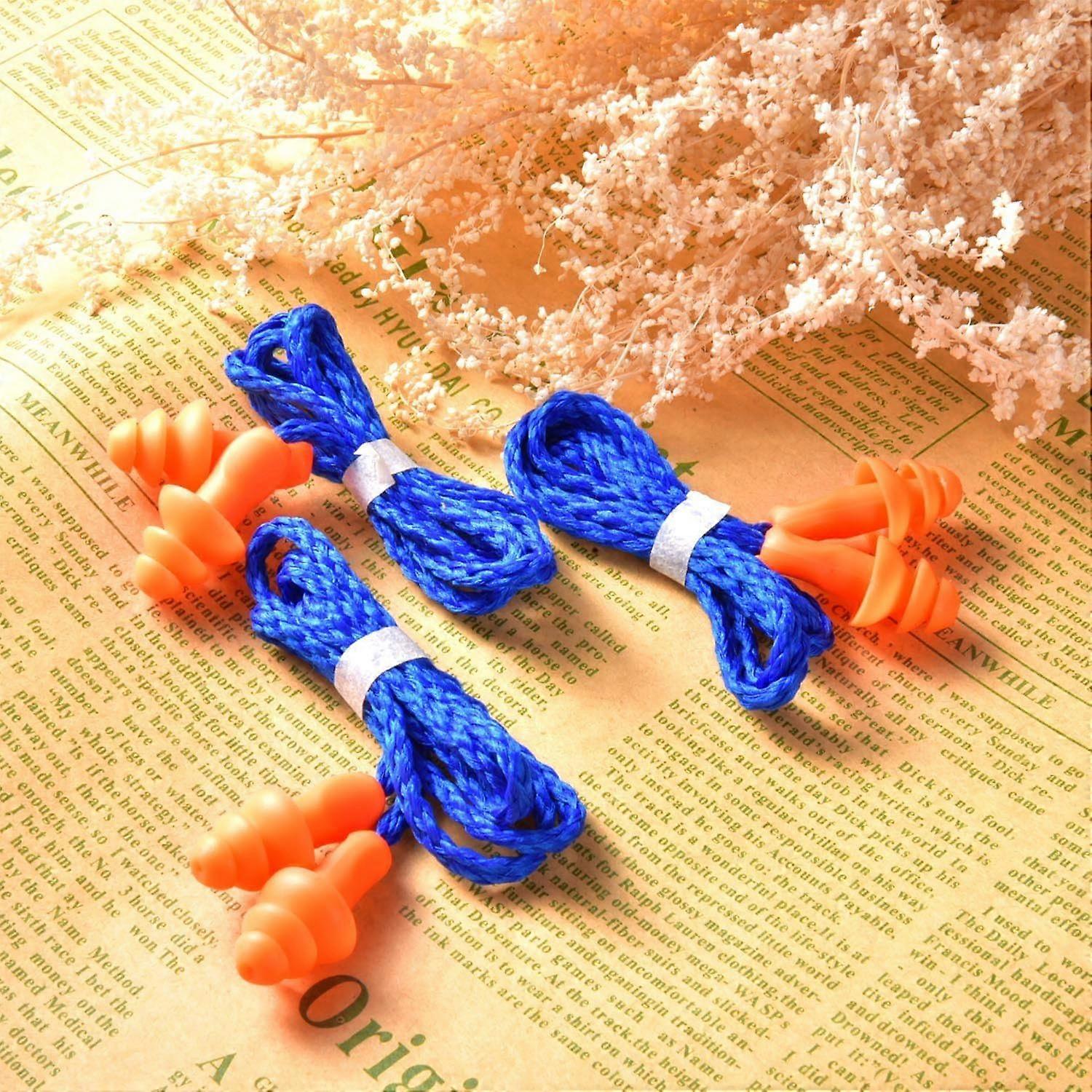 20 Pairs Corded Earplugs: Reusable Silicone Earplugs with Cord for Anti-Noise Sleep and Hearing Protection - Blue