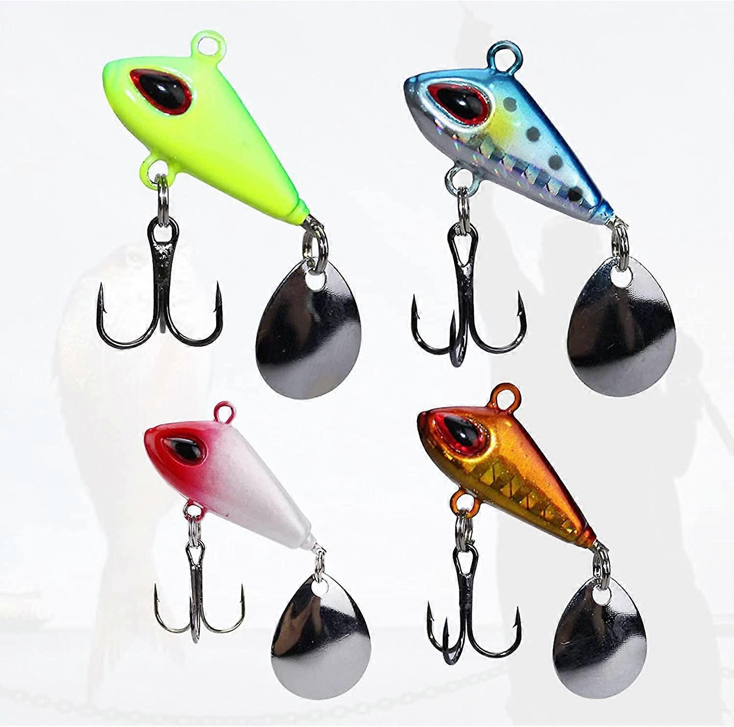 Kits Fishing Lures Bait 4 Fishing Spinner VIB Lure Spinnerbait Vibration Metal Fishing Lures Artificial Bait Tackle Hook for Trout, Perch, Salmon, Pik