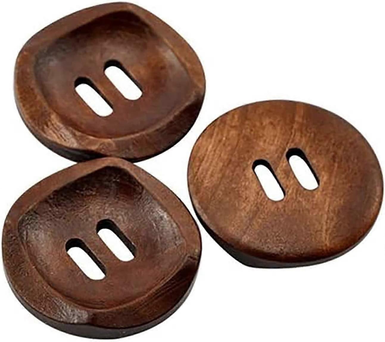 25 Round Brown Wooden Buttons 30mm with 2 Holes (30mm-25Pcs)