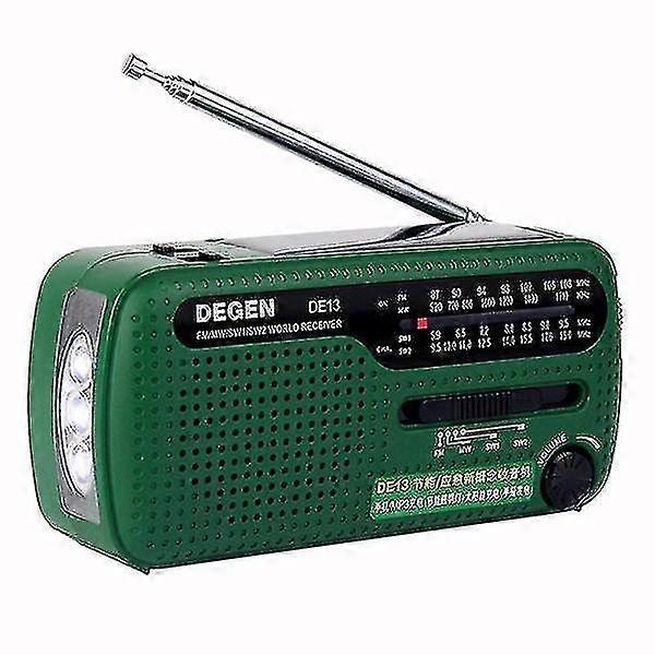Degen De13 Portable Fm Mw Sw Manual Cranking Dynamo World Receiver Radio Recorder
