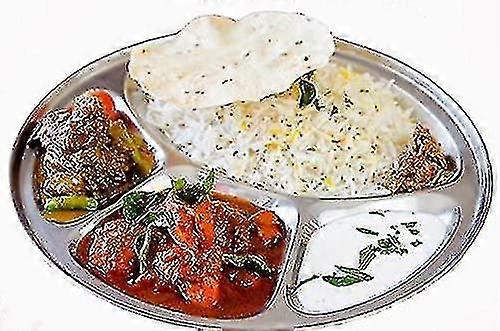 4 Compartment Round Thali, Stainless Steel Dinner Plate, Indian Dinnerware