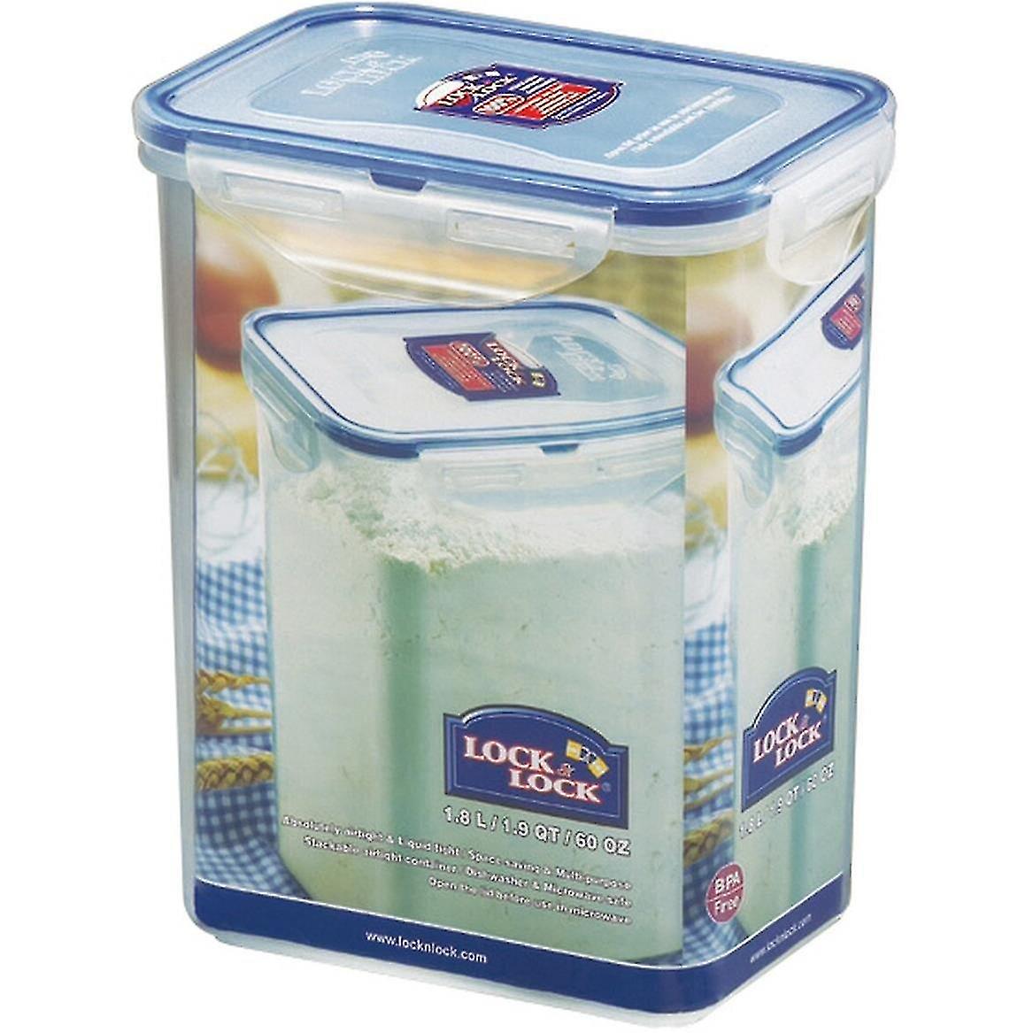 Household storage containers lock lock rectangular storage container clear/blue 1.8 L