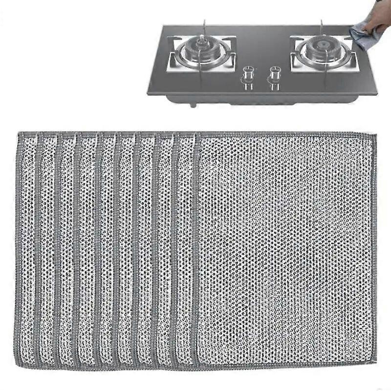 3-10Pcs Cuisine Vaisselle Chiffon Maille Fil D’acier Antiadhésif Huile Vaisselle Serviette Nettoyant Réutilisable Pot Brosse Chiffons Chiffons Ménage Nettoyant