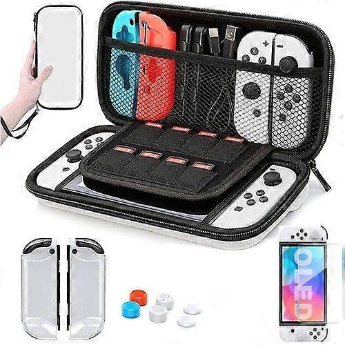 Case for Switch OLED Accessory Kit Pouch with Shell for Nintendo Switch OLED, Tempered Glass Screen and Thumb Cover Handles