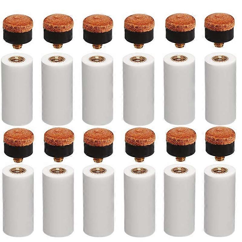 12 Sets 12MM Billiard Pool Cue Tips Brass Screw Replacement Tips with Pool Cue Ferrule for Snooker