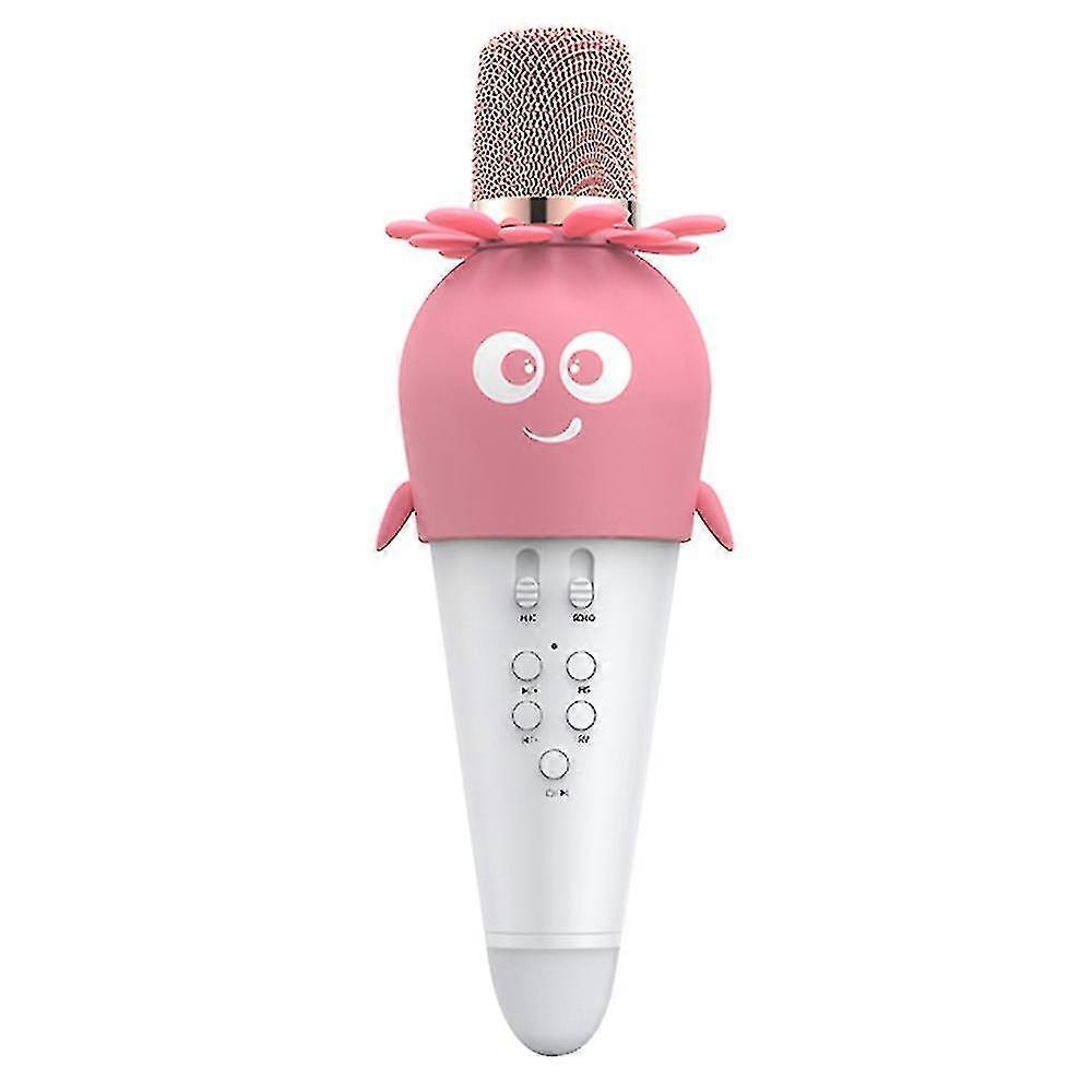Bluetooth Condenser Mic Speaker With Led Lights Compatible With Kids Pink