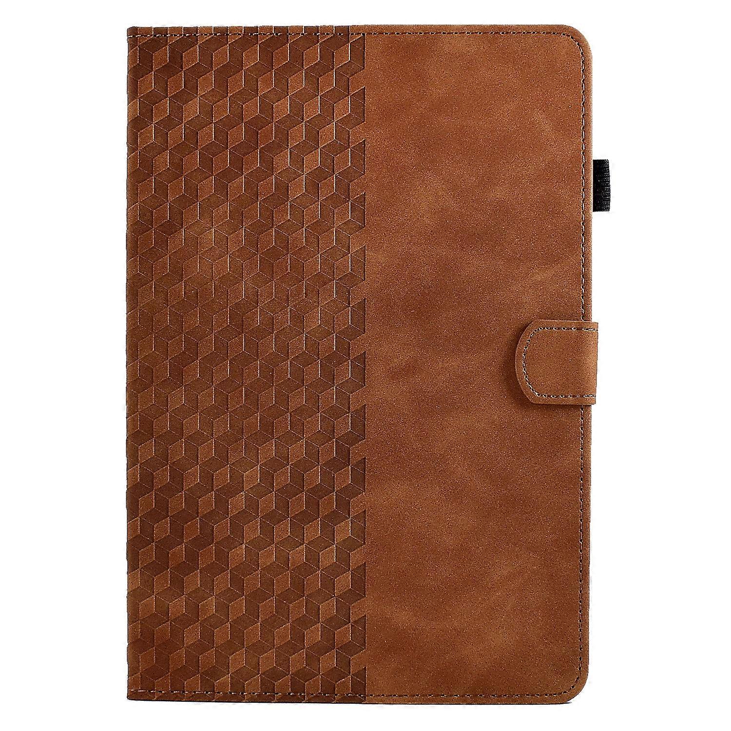 Tablet Case For Lenovo Tab M9 Rhombus Embossed Leather Tablet Case(Brown)