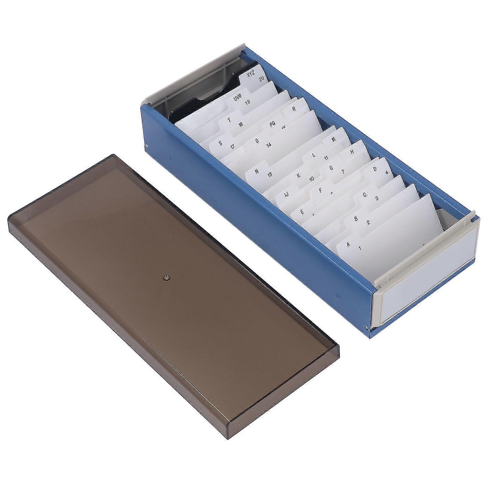 Blue Business Card Organizer A to Z Index Card Holder for 800 Cards High Transparent Cover