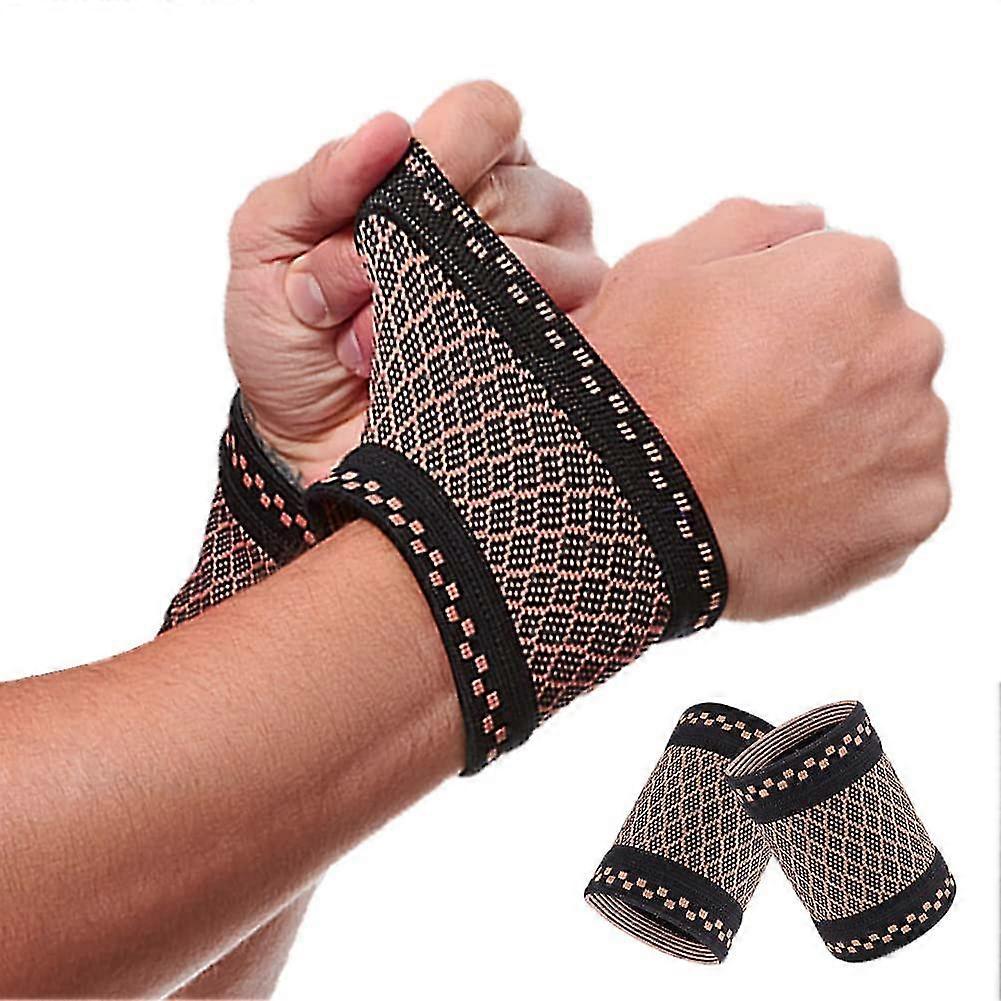 2pcs Copper Wrist Compression Brace, Elastic Wrist Support Sleeve Wrist Braces For Tendonitis, Arthritis Pain Relief