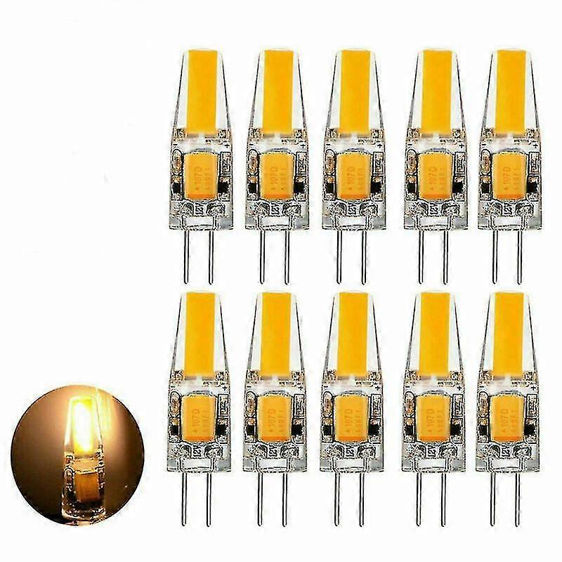 10 قطع من لمبات LED G4 بقدرة 6 وات، بيضاء دافئة، قابلة للتعتيم، قاعدة دبوس COB، تيار متردد/تيار مستمر 12 فولت