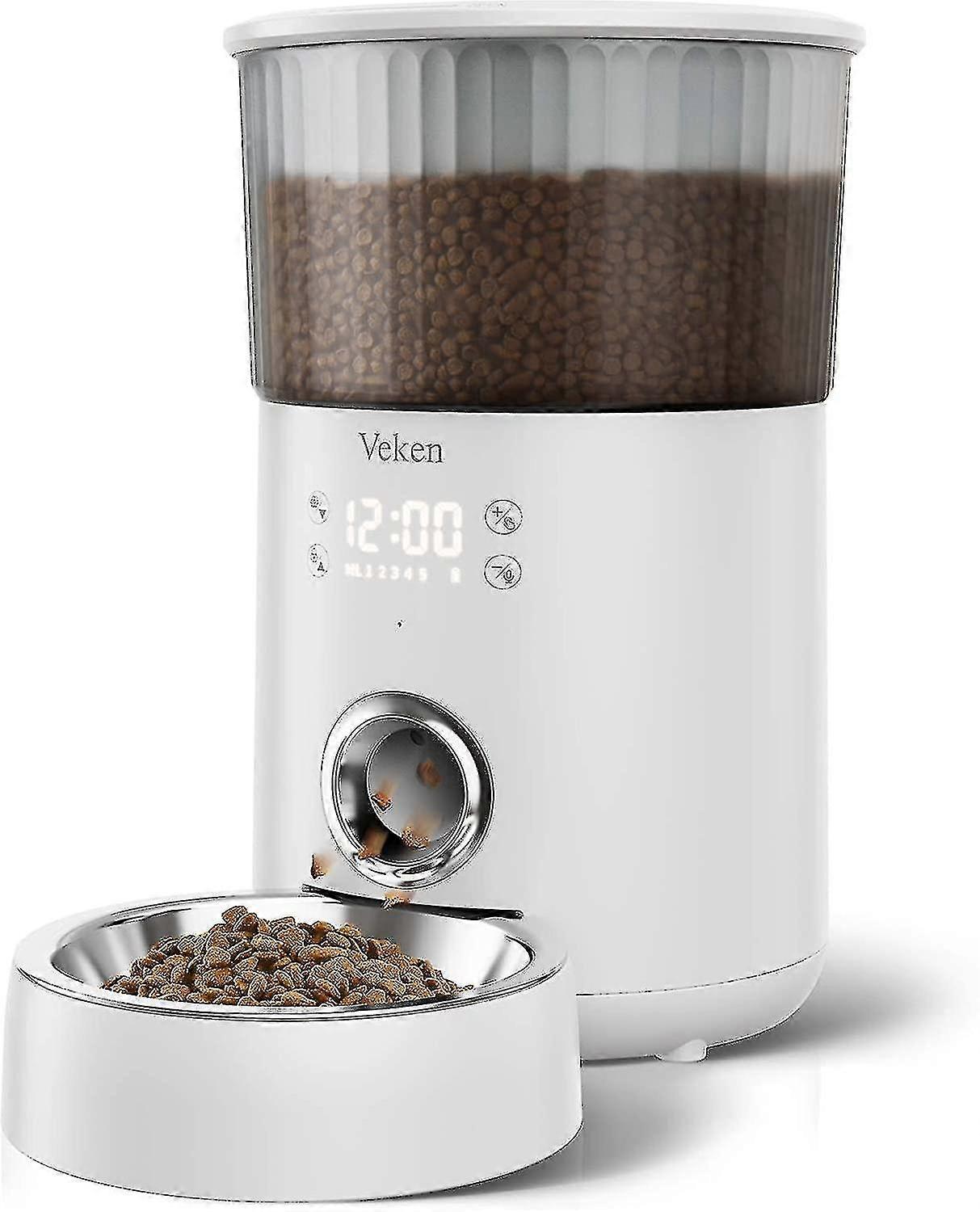Automatic Cat Feeder, 135oz / 4 Liter Pet Food Dispenser, With Programmable Timer, Portion Size Control