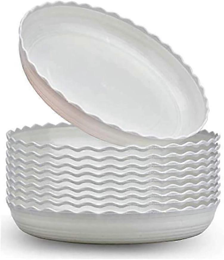 植木鉢ソーサー 10個のプラスチック植木鉢ソーサー 屋内または屋外植物ソーサーホワイト 21.5cm