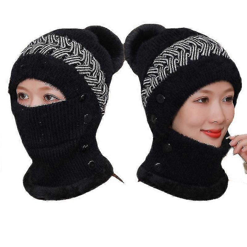 Knit Pom Beanie Hat Scarf Set For Womens Mens Winter Ski Hat Slouchy Skull Cap With Fleece Lined