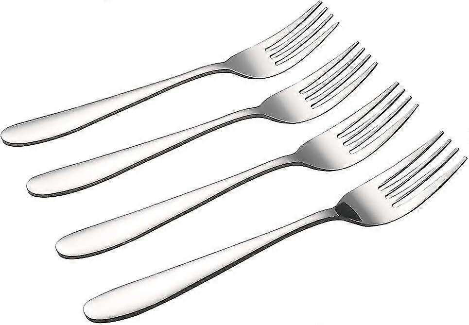 Buffet Serving Forkstainless Steel Serving Forkhotel Western Steak Fork Home Dessert Cake Fork Fruit Fork(4pcs, Silver)