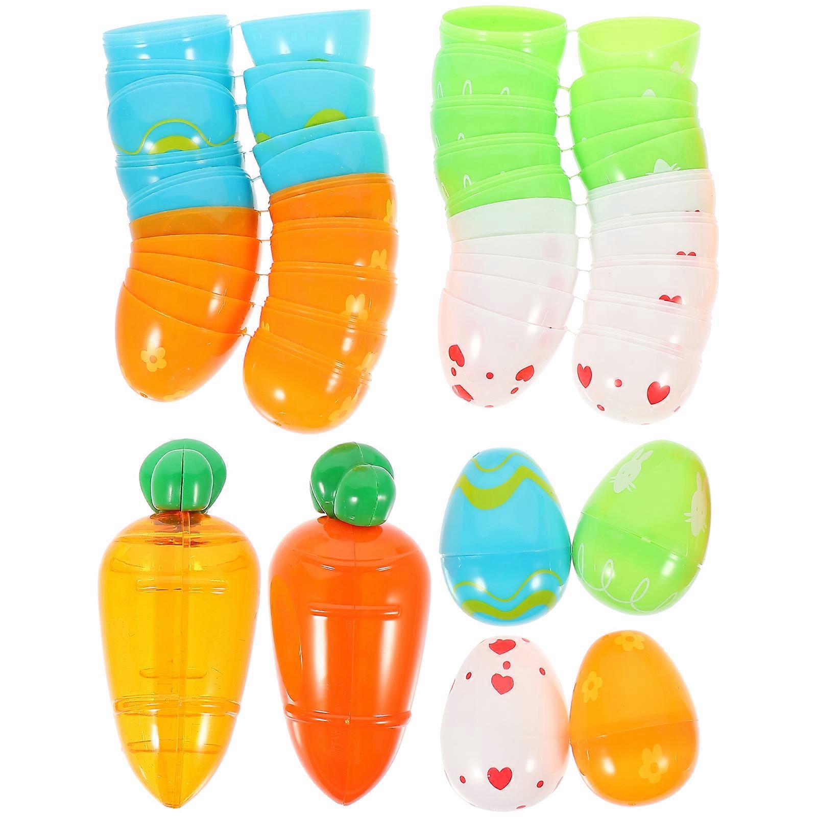 28pcs Fillable Easter Eggs Ornaments Easter Party Favors Supplies Easter Egg Carrot Candy Boxes