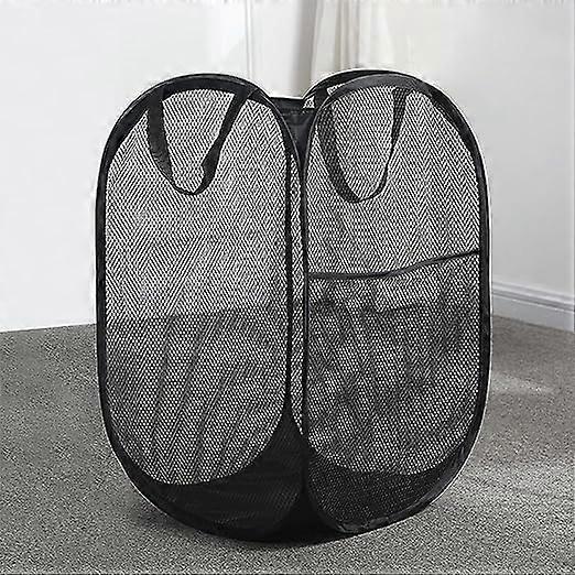 Large Mesh Laundry Basket, Foldable Pop-Up Foldable Laundry Baskets, Foldable Laundry Baskets, Foldable Fabric Basket with Mesh, Laundry Basket with H