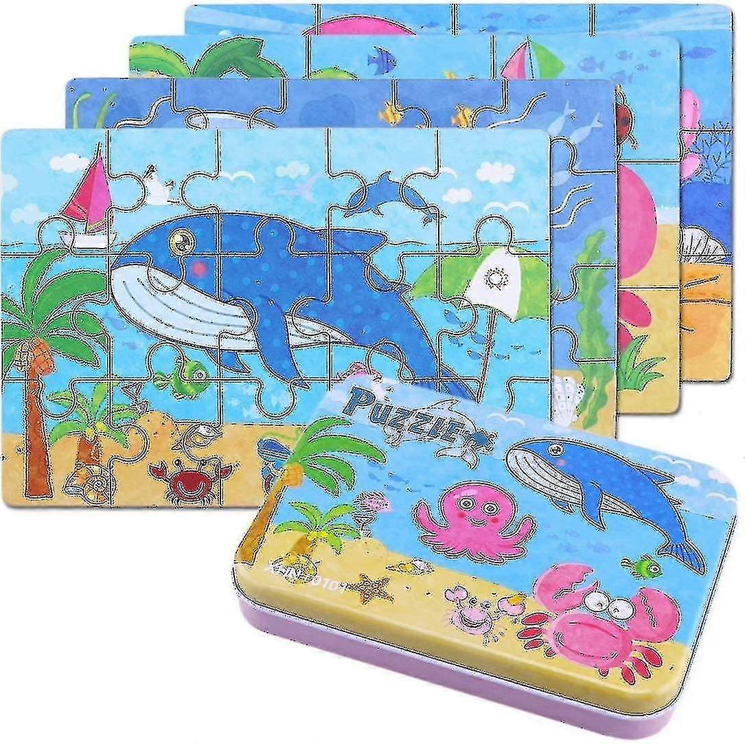Puzzle Blocks-underwater World4pcs,multicolour)