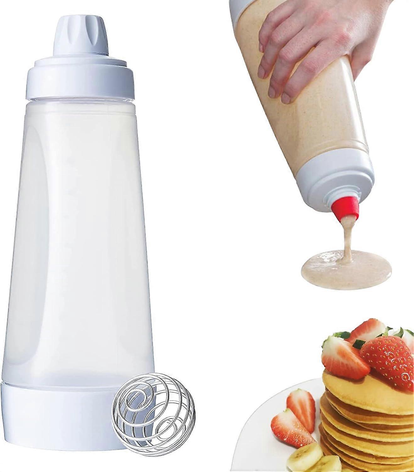 1PCS Pancake Batter Mixer with Mixing Ball Bakery Tool Squeeze Bottle for Crepes Pancakes Sauce Pots