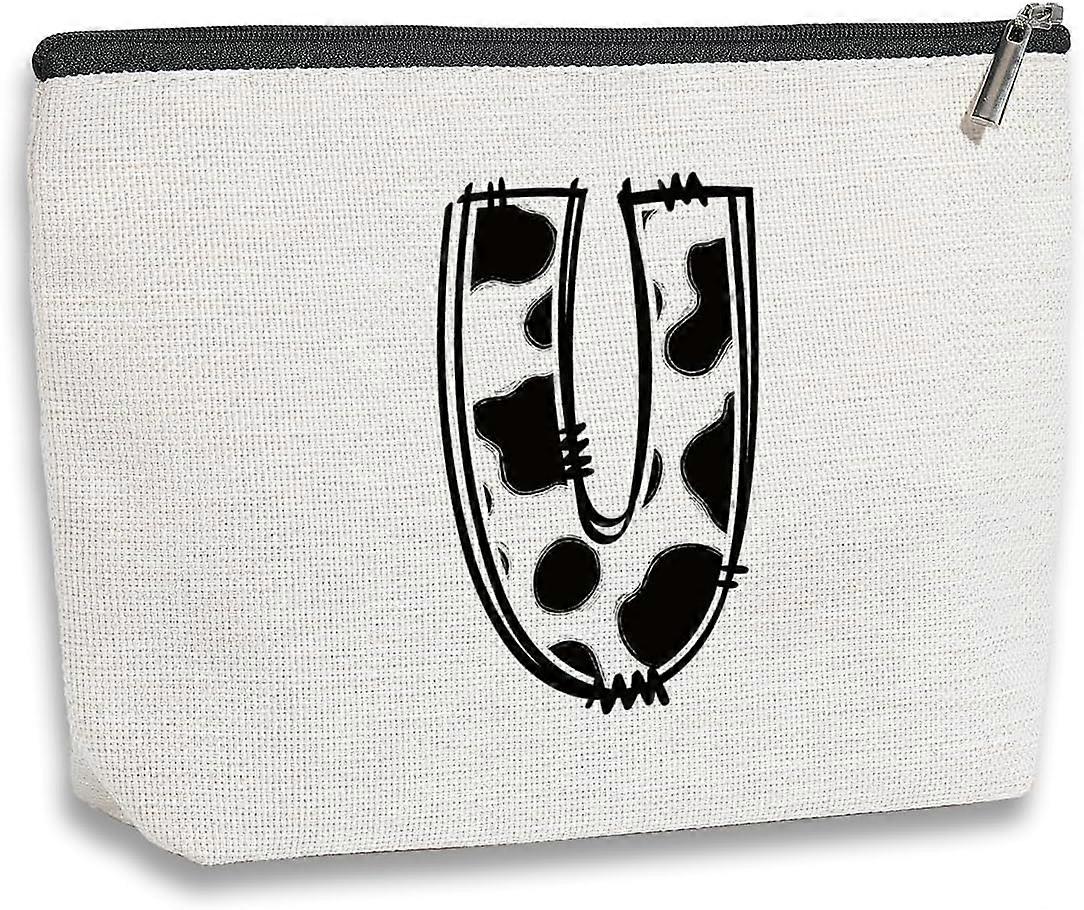 牛プリント化粧バッグ初期パーソナライズされたギフトモノグラム化粧品バッグ牛プリントスタッフ牛愛好家の女性のためのギフト女の子の友達牛の贈り物旅行