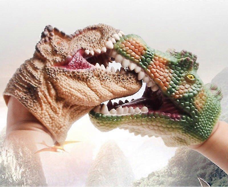 2pcs Dinosaur Hand Puppet Realistic Soft Rubber Parent-child Interaction Toy Gift
