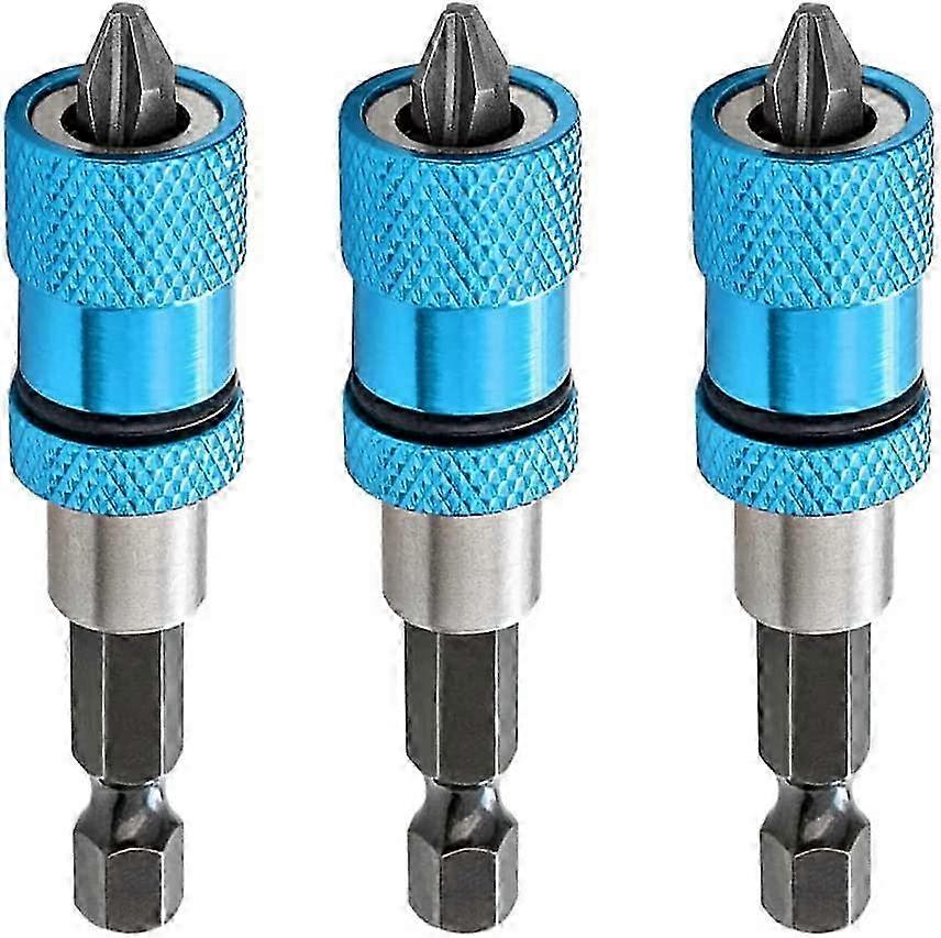 3pcs Adjustable Screw Depth Magnetic Screwdriver Bit Holder 1/4" with Phillips 2 Screw Driver Bits,Blue