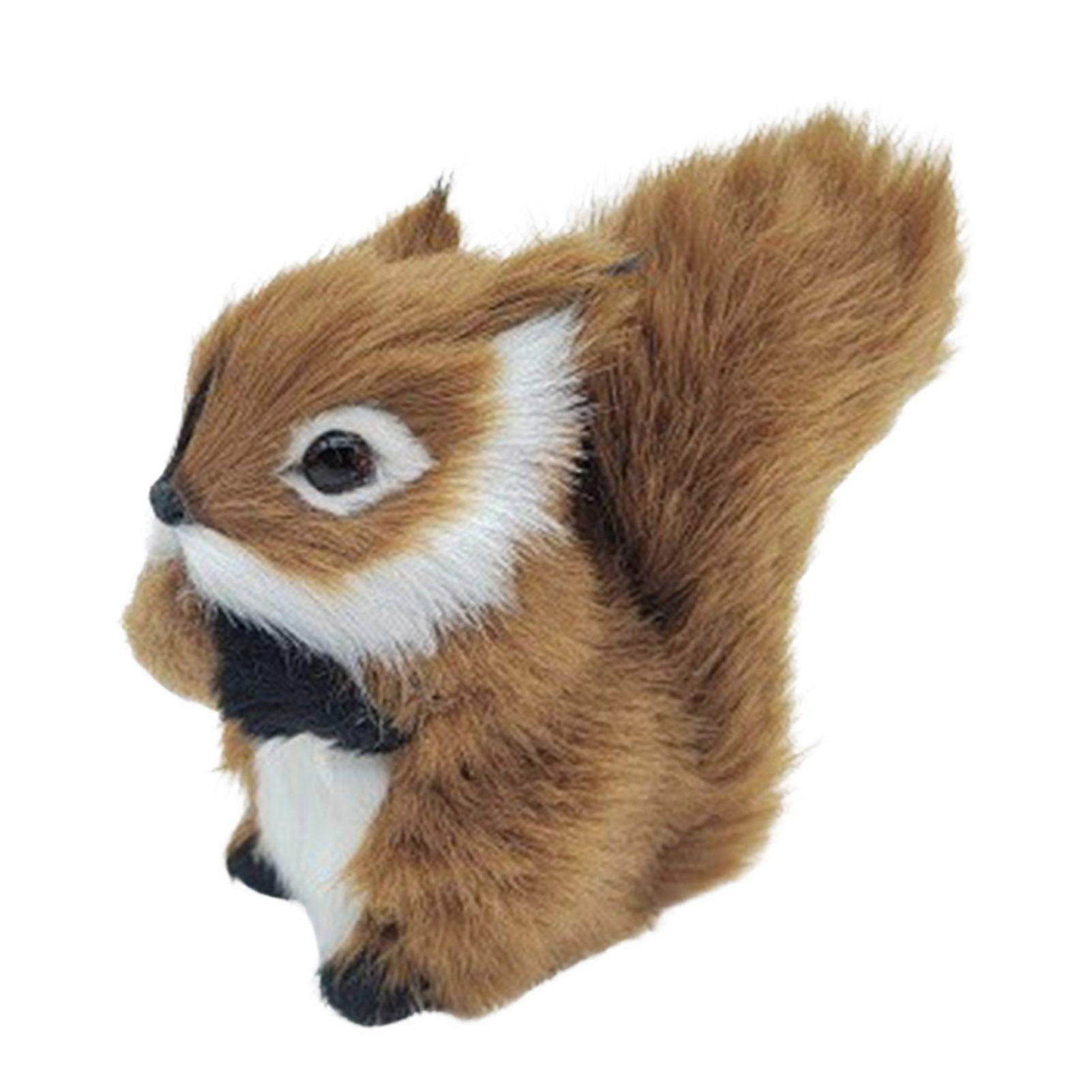 Plush Squirrel Figurine Realistic Simulation Squirrel Model Lifelike Artificial Fur Animal Miniature Home Office Desktop Decoration Ornament