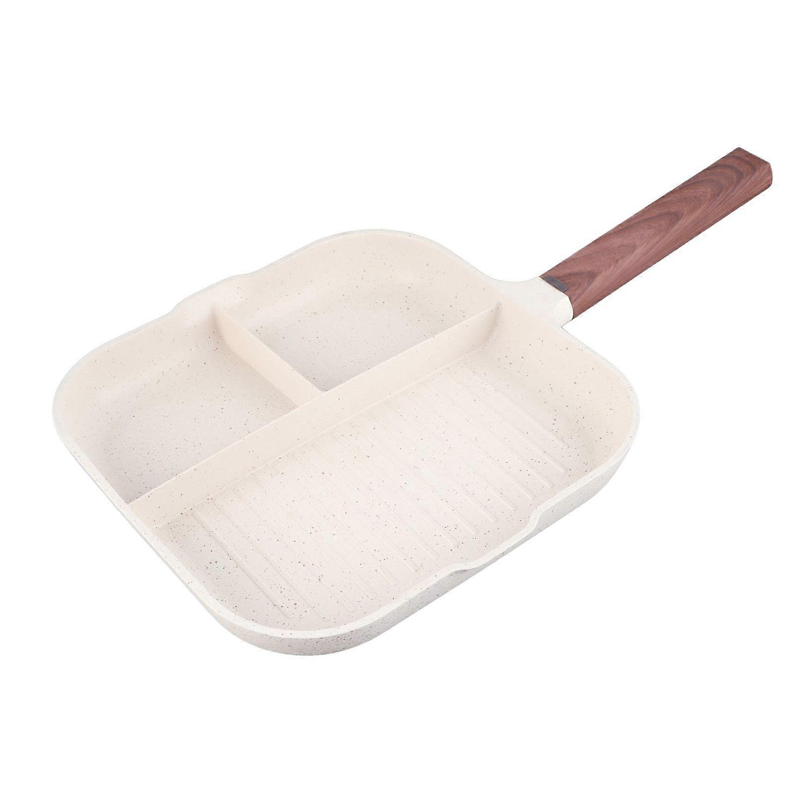 Poêle à frire 3 en 1 en alliage d'aluminium, compartimentée, antiadhésive, multifonction, pour le petit-déjeuner