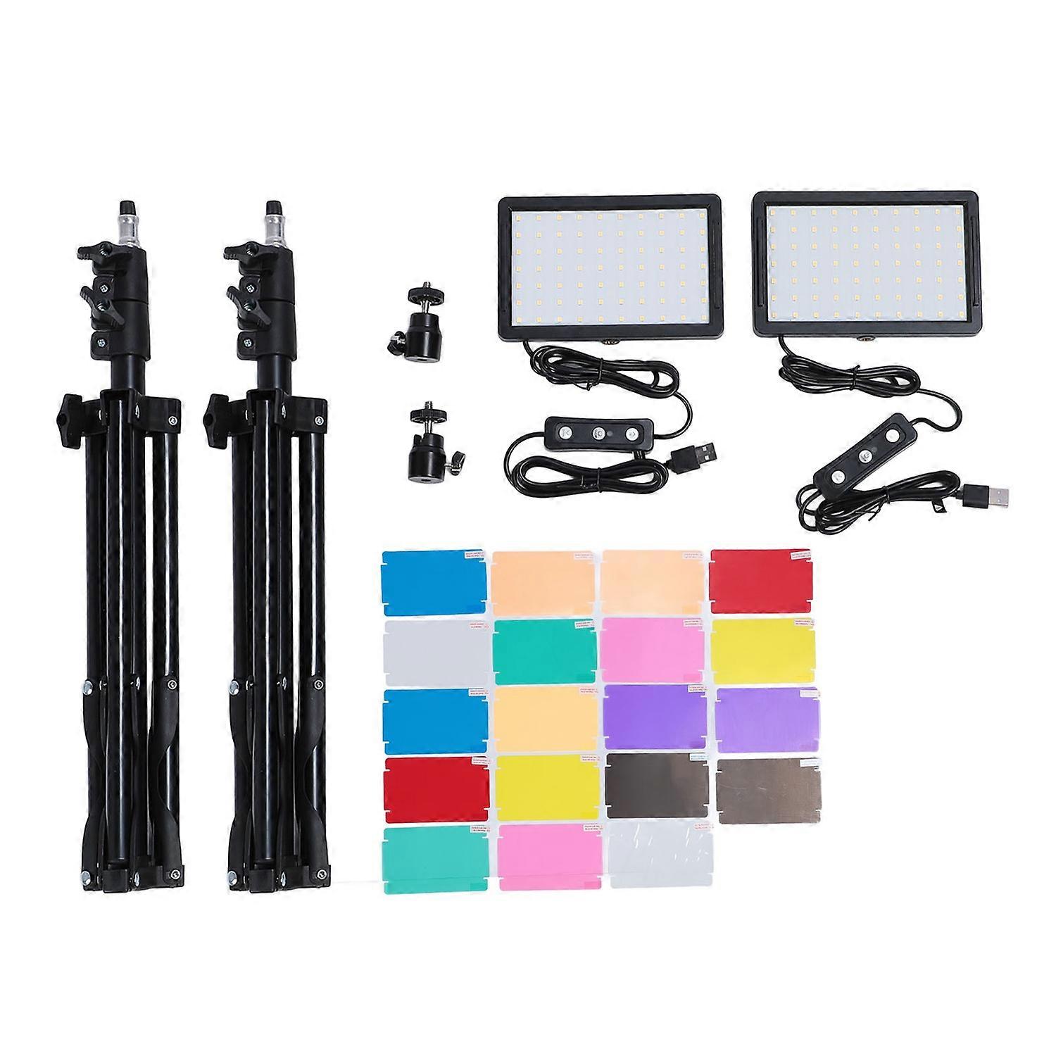 LED Video Light with Adjustable Tripod Stand Color Filters 5600K 70 LEDs 9 Lighting Modes Photograph