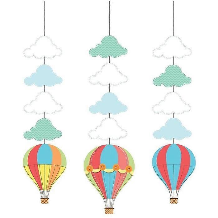 Creative Converting Up & Away Hot Air Balloon Hanging Decoration (Pack of 3)