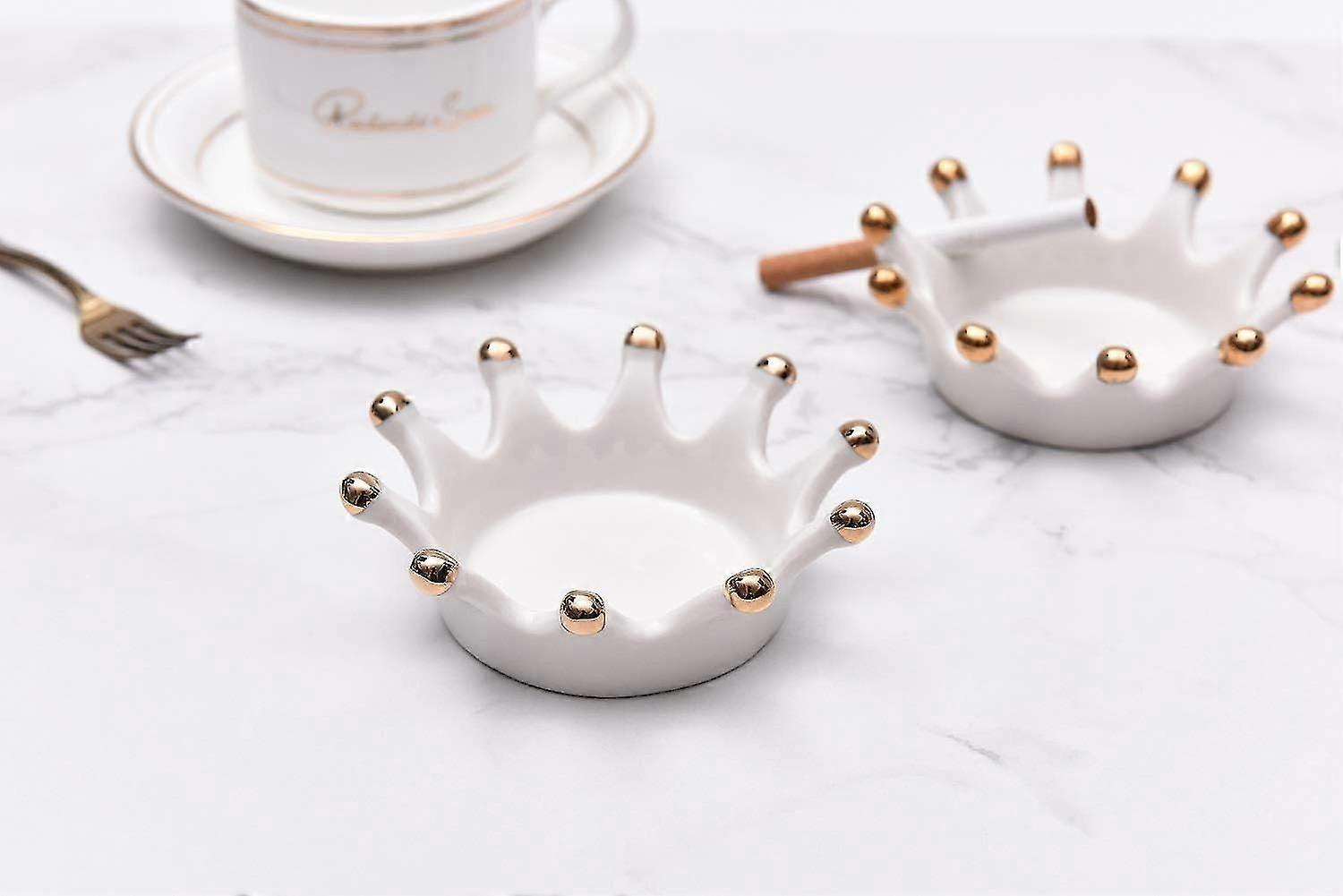 Ceramic Ash Tray For Smokers - Elegant CrownAshtray