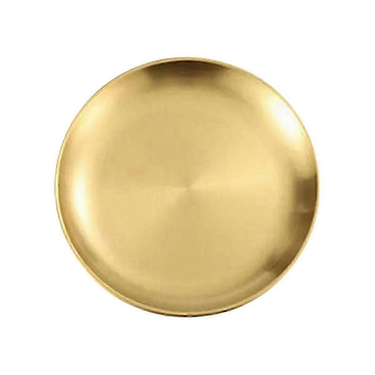 Stainless Steel Round Plate Camping Dishes Rust-Proof Stackable Food Serving Plate 30cm