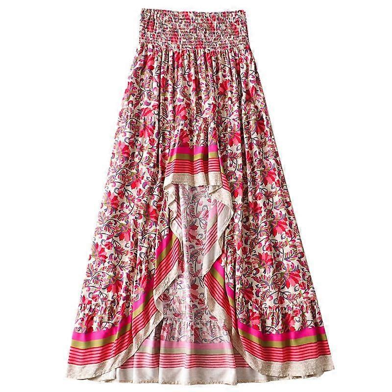 Women's Summer Printed Irregular High Waisted Holiday Halter Skirt