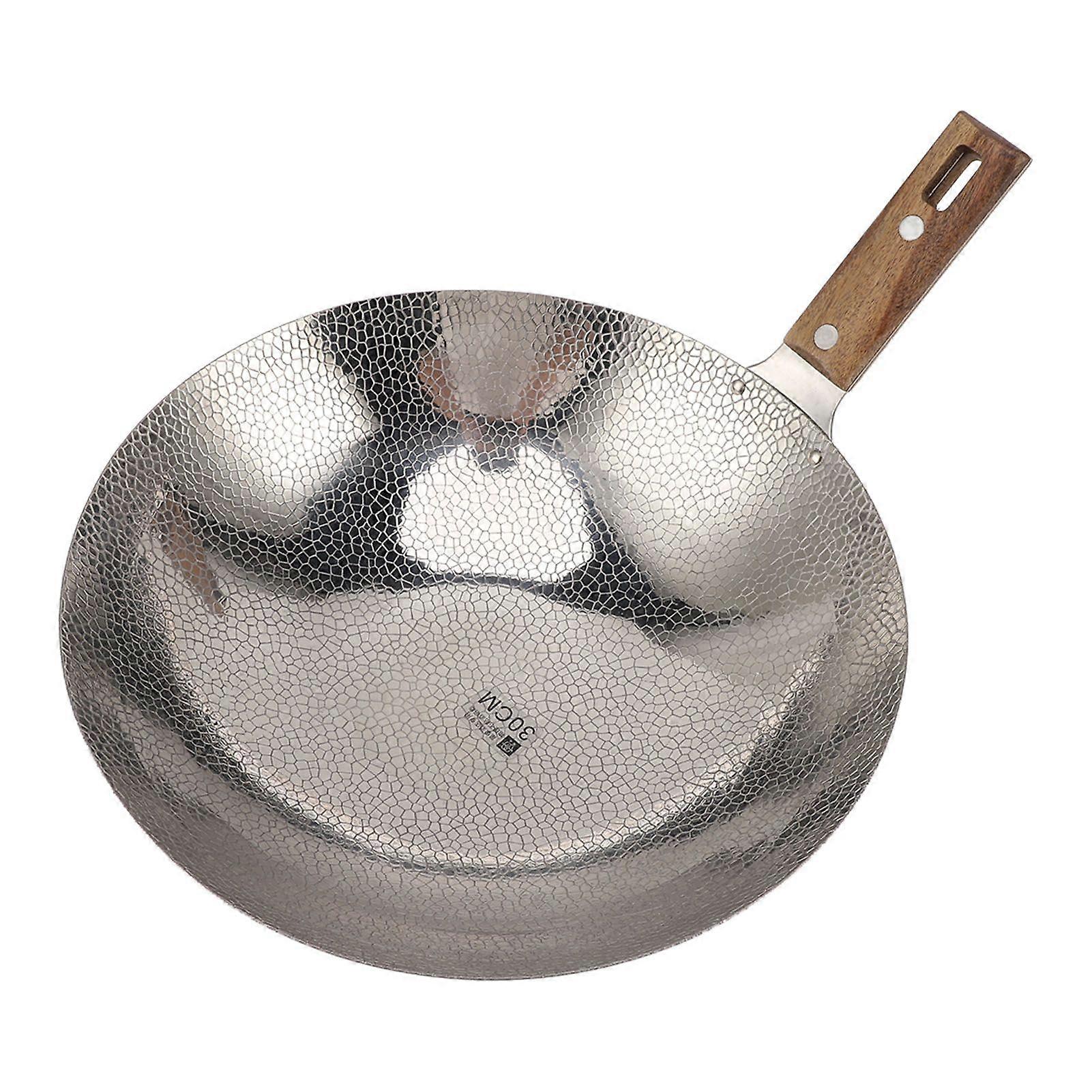 Wooden Handle Frying Pan Fast Heating Multi Functional Non Stick Stir Fry Pan 30CM