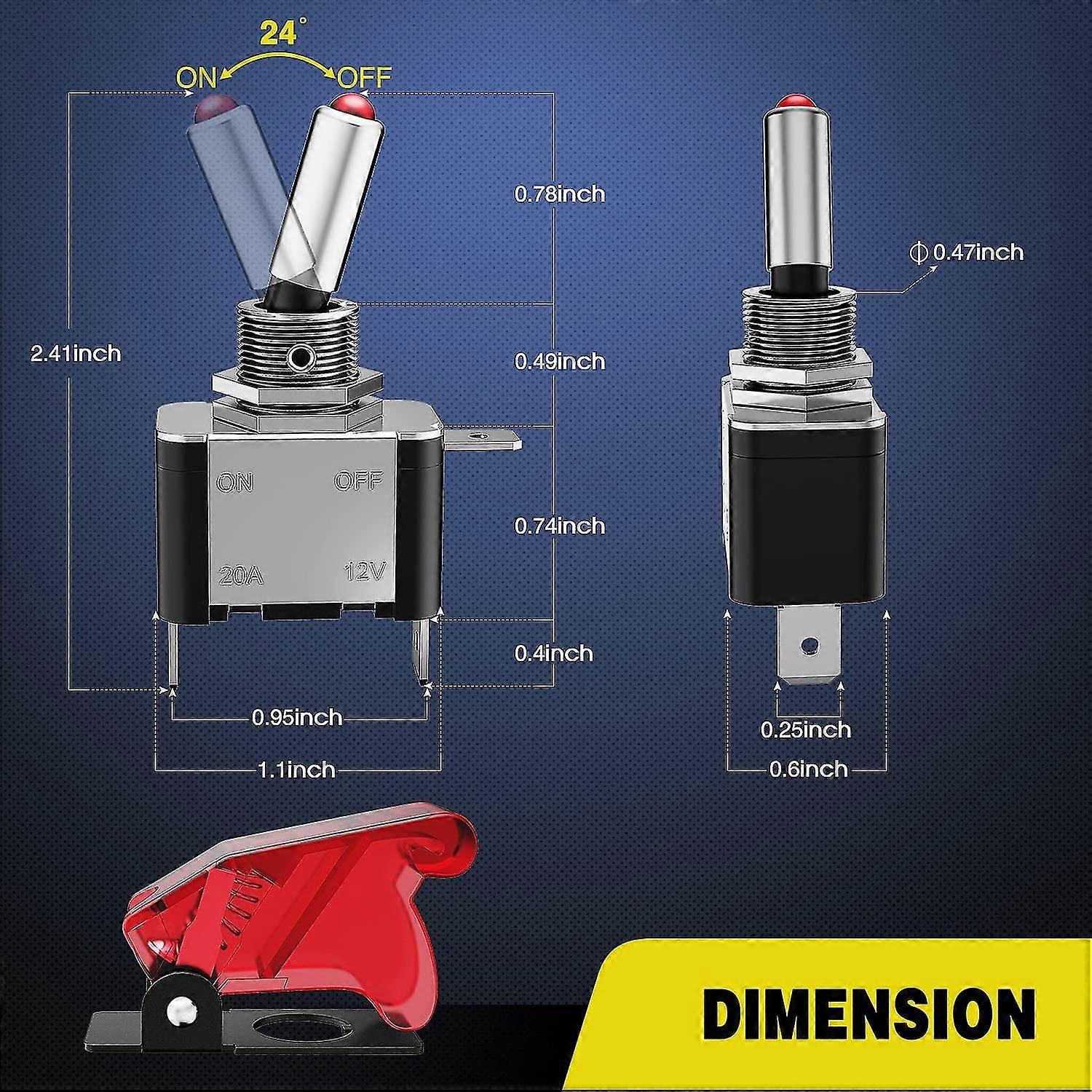 5st12v Led Heavy Duty Rocker Switch 20a Spst On Off Switch 3 Pins ...
