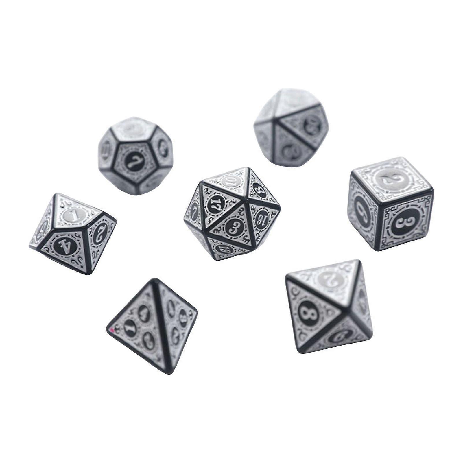 7Pcs/Set Vintage Multi-sides Dice 4/6/8/10/12/20 Sides Carved Dice Acrylic Gaming Dice Prop Family Night Party Board Game Essentials Collection Gift