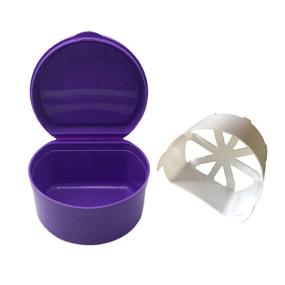 Denture Bath Box Case Dental False Teeth Storage Box with Hanging Net Container