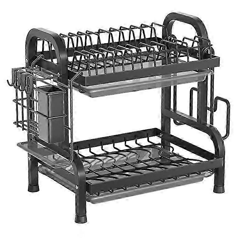 Dish Drying Rack -Multifunctional Dish Rack, Rustproof Kitchen Dish Drying Rack with Drainboard & U