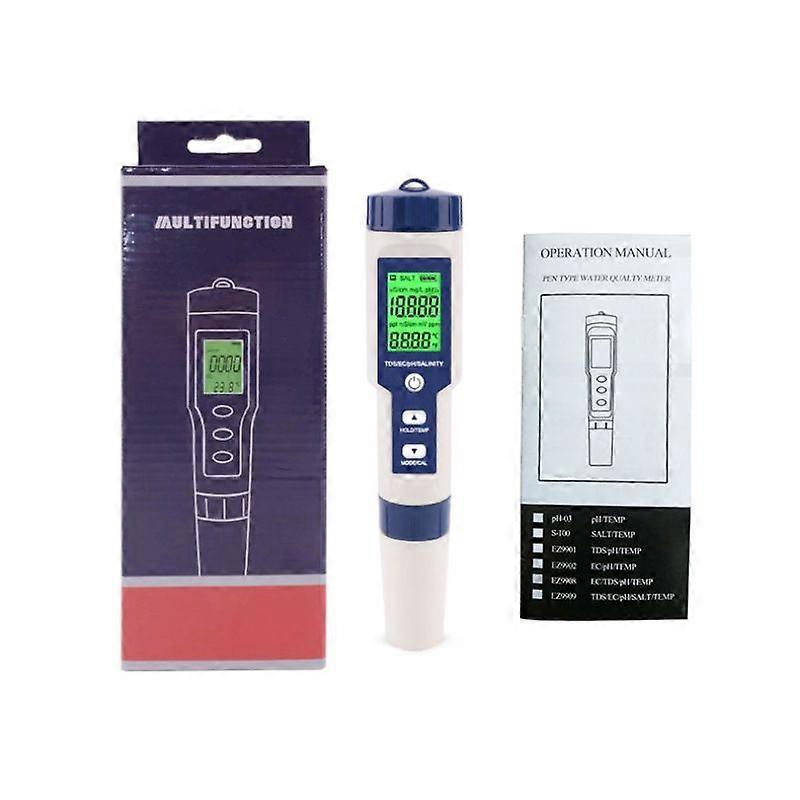 Five in one water quality testing pen TDS/pH meter/EC/temperature multifunctional salinity meter