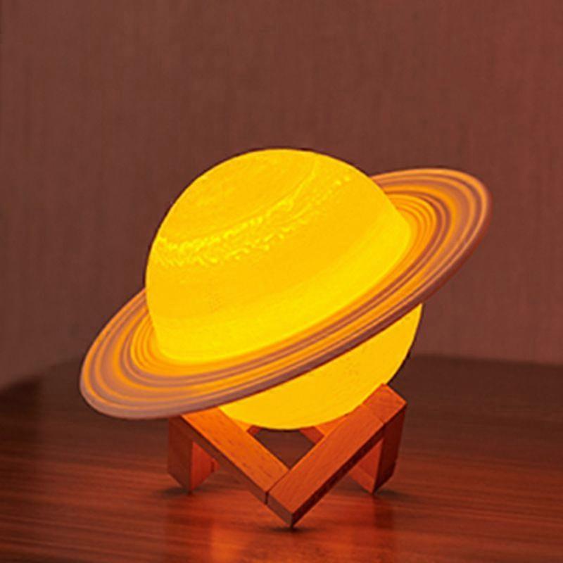Saturn Lamp 13cm 16 Colors 3D Moon Lamp Galaxy Planet Lamp,USB Rechargeable Remote & Touch Control Moon Night Light Gift