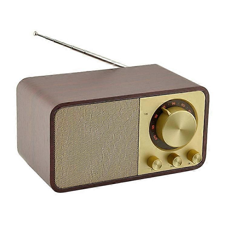 JY-66 Retro Wooden Wireless Bluetooth 5.0 Speaker Super Bass Subwoofer FM Radio Support TF Card U Disk Aux In (CE Certificated)